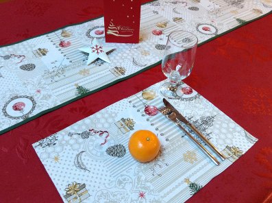 christmas runner and placemats in french pique fabric